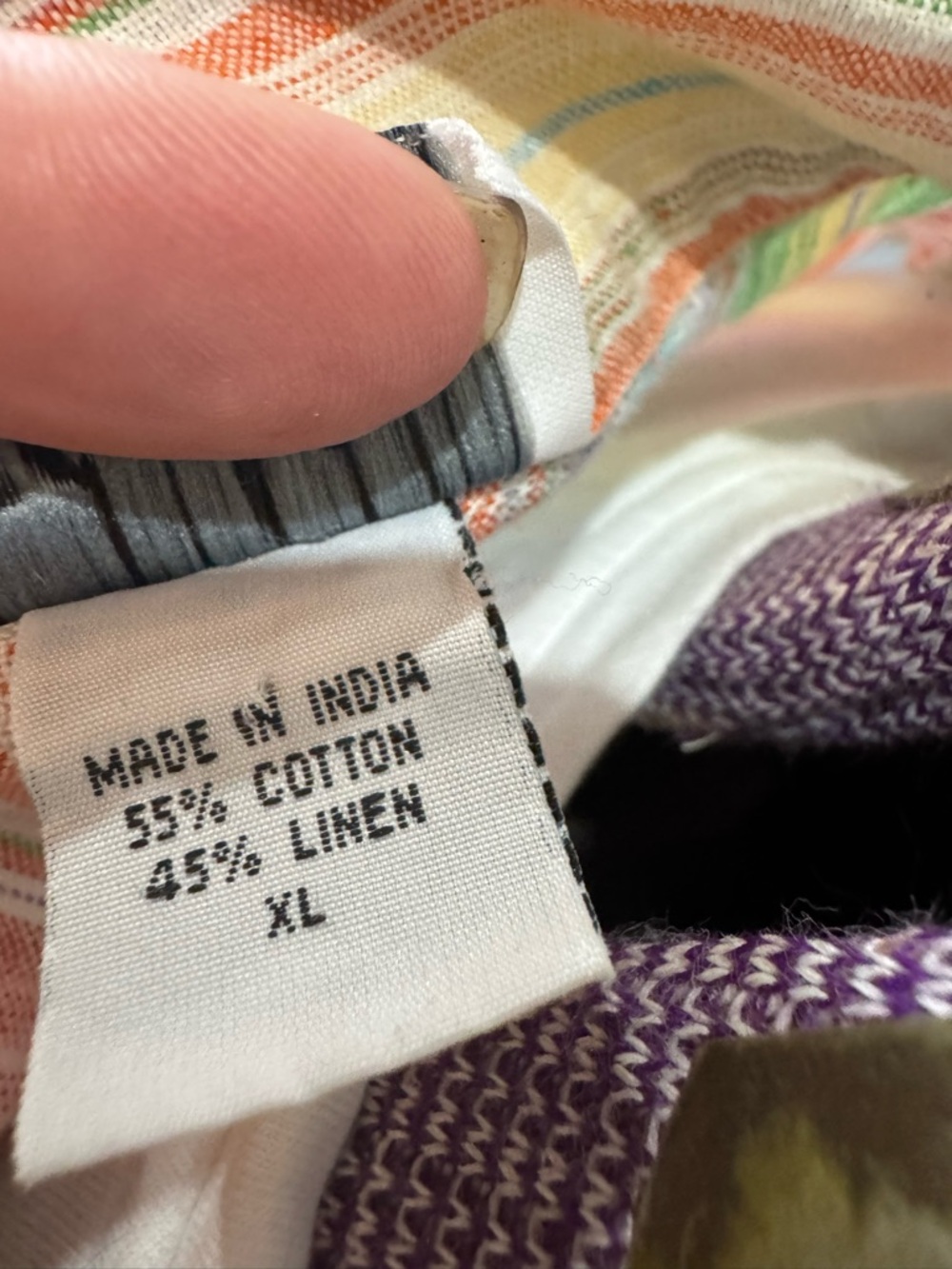 Colorful linen/cotton Stripe Button-Down Shirt/light jacket - Multicolor - Picture 6 of 6
